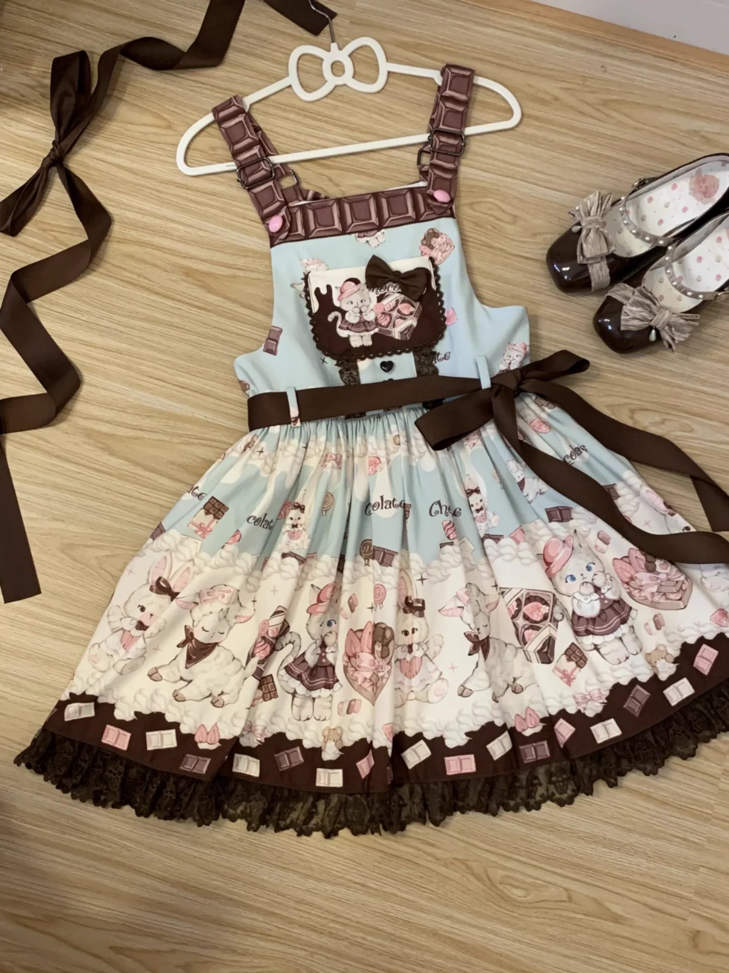 TwilightCrush - Heartbeat Miao Qiao - Kawaii Lolita Salopette Summer Cat Print Dress