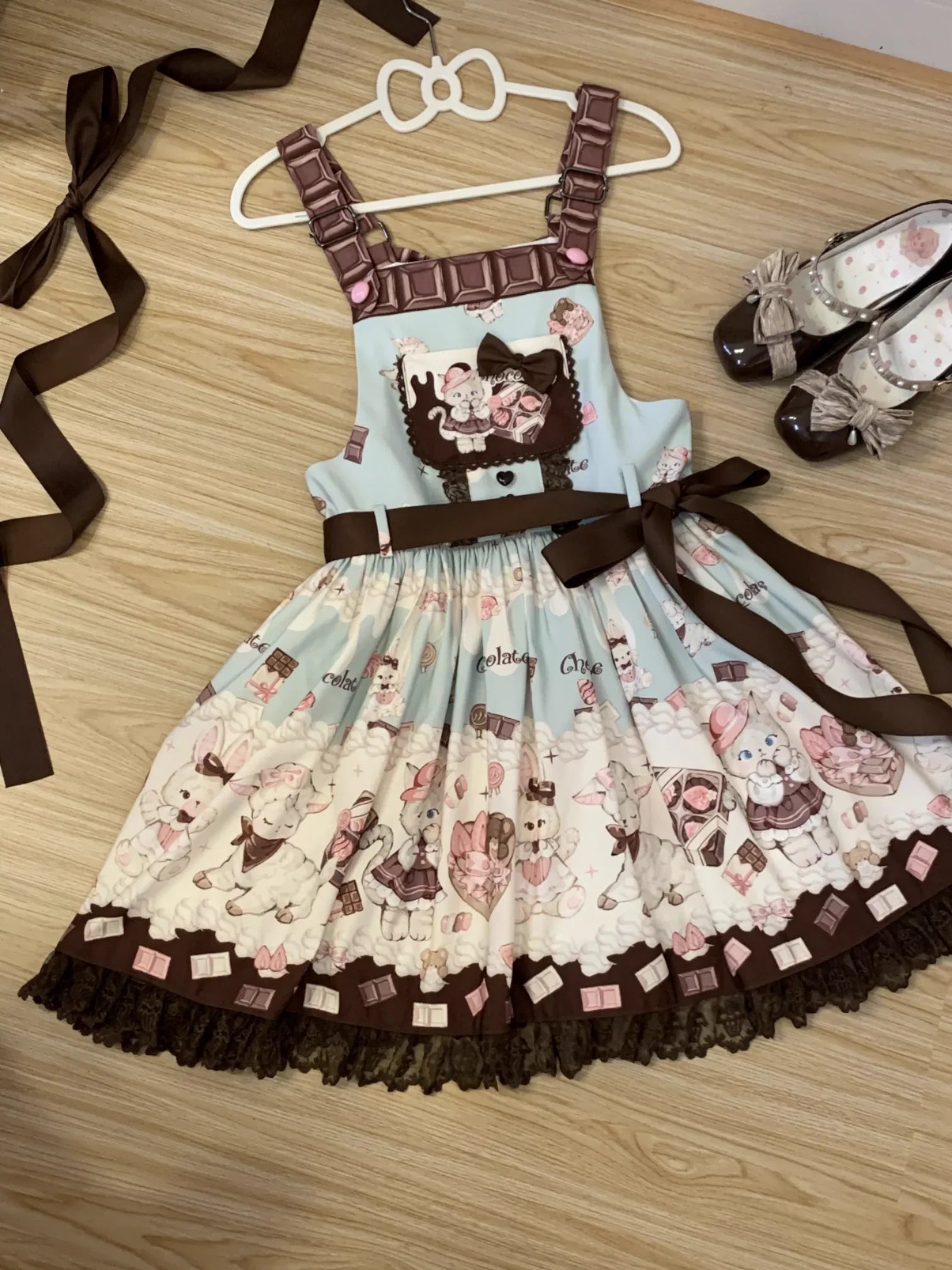 TwilightCrush - Heartbeat Miao Qiao - Kawaii Lolita Salopette Summer Cat Print Dress