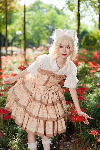 Infanta - Cloth Cat - Kawaii Lolita JSK Multi-Color Tiered Ruffles Dress