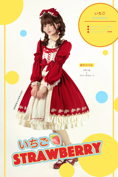 Strawberry Witch - Tochigi Girl - Sweet Lolita Strawberry Embroidered Dress