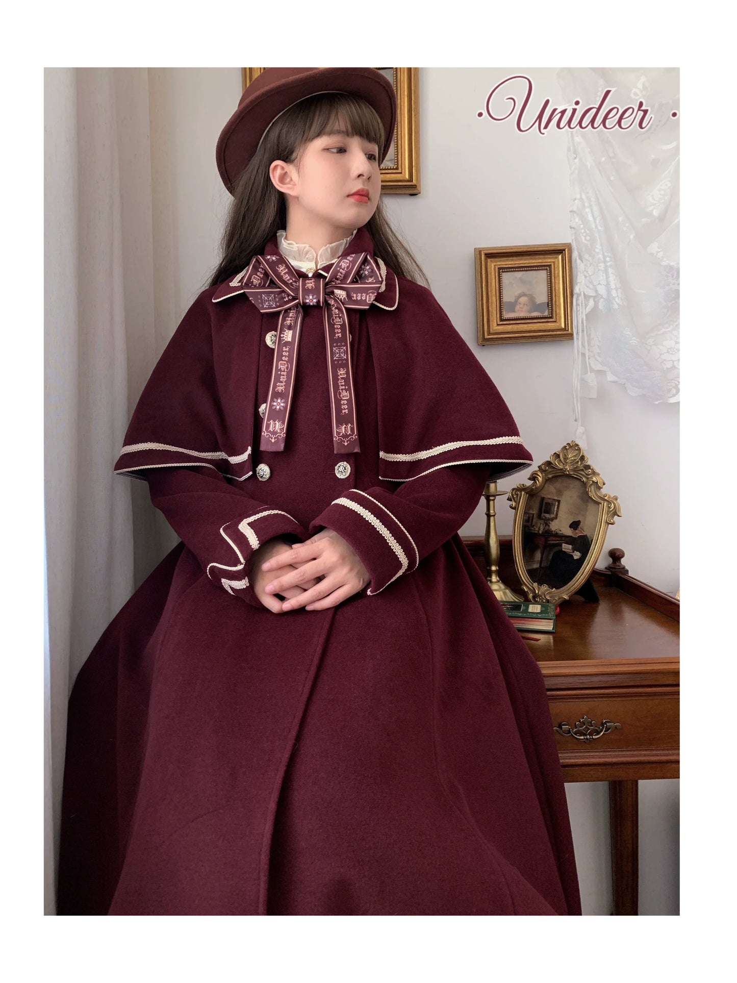 Unideer - Galaxy Traveler - Classic School Lolita Overcoat with Detachable Cape and Bow