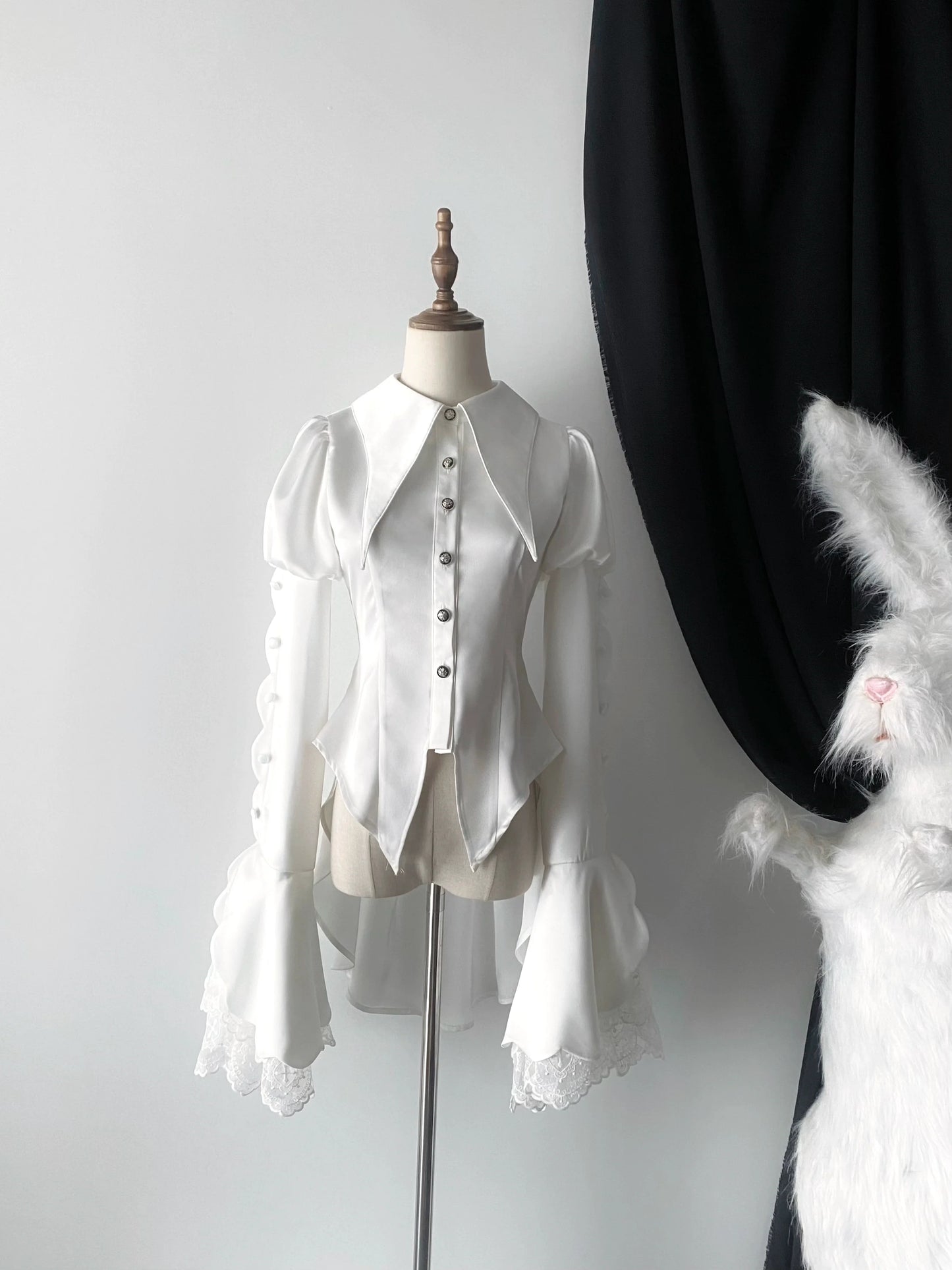 Maiden Portal - Heir Poem - Ouji Lolita Hime Sleeve Shirt, Trailing Hem