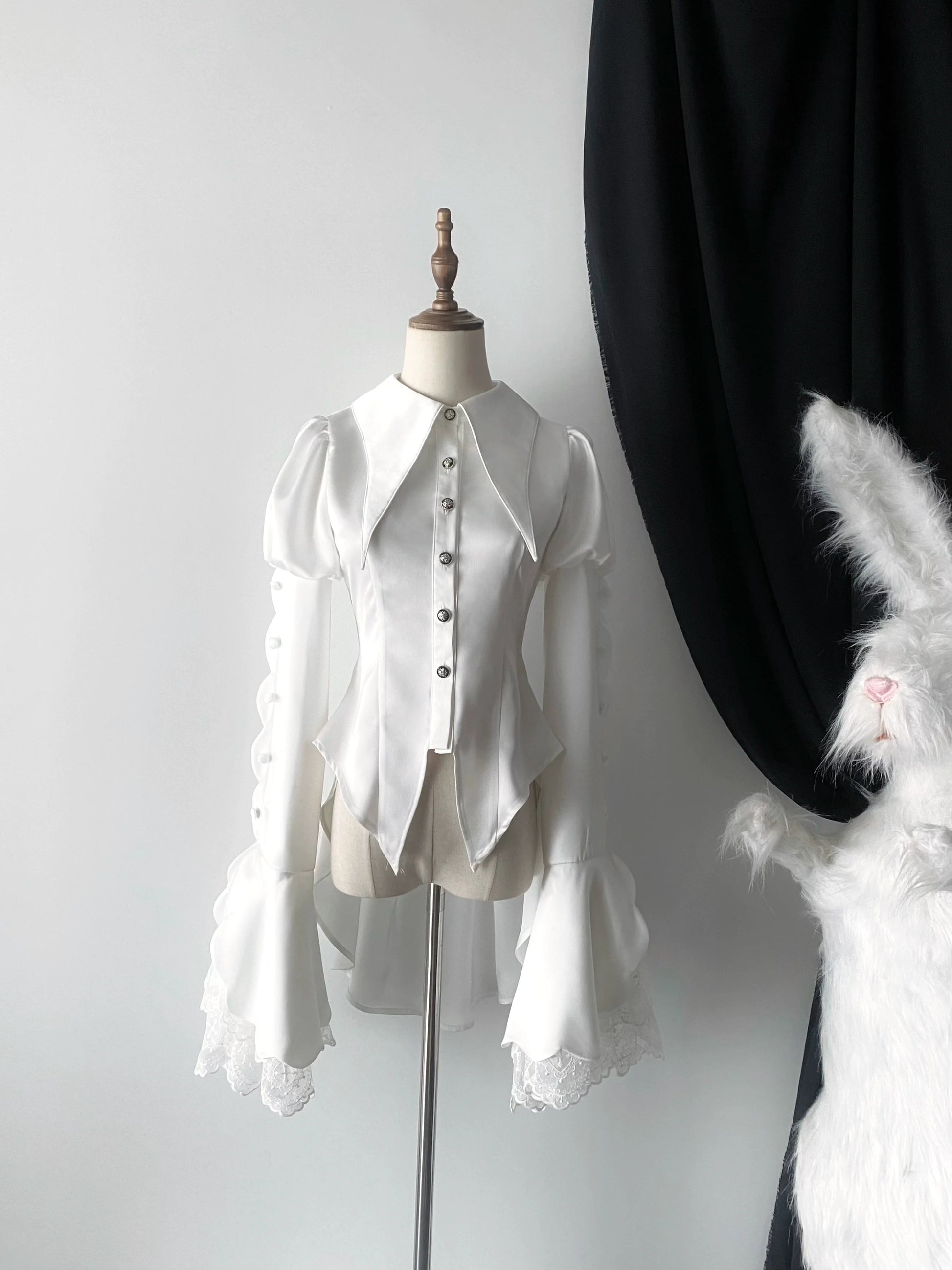 Maiden Portal - Heir Poem - Ouji Lolita Hime Sleeve Shirt, Trailing Hem