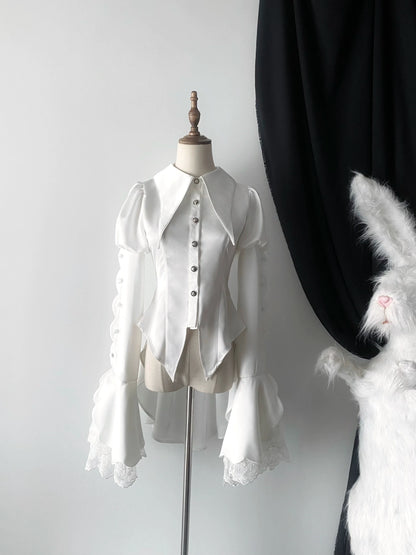 Maiden Portal - Heir Poem - Ouji Lolita Hime Sleeve Shirt, Trailing Hem