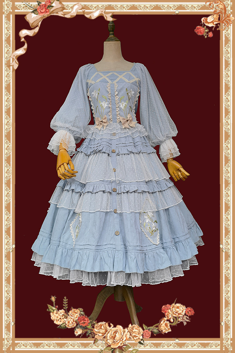 Infanta - Melaleuca Lily - Embroidery Country Lolita Blouse and Skirt