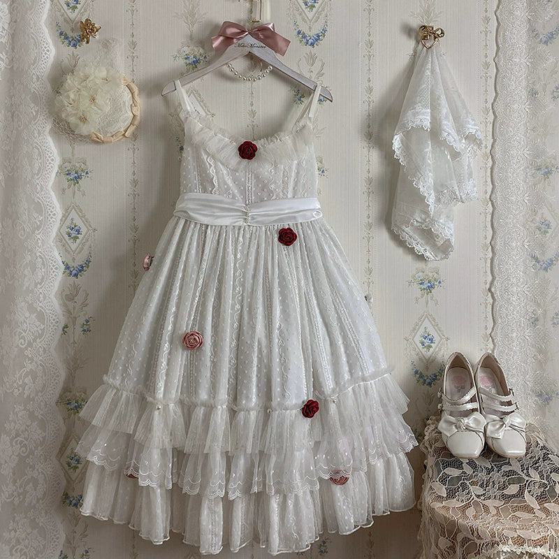 Sakurada Fawn - Spring Breeze - Plus Size Spring Lolita JSK Dress with Rose Decoration
