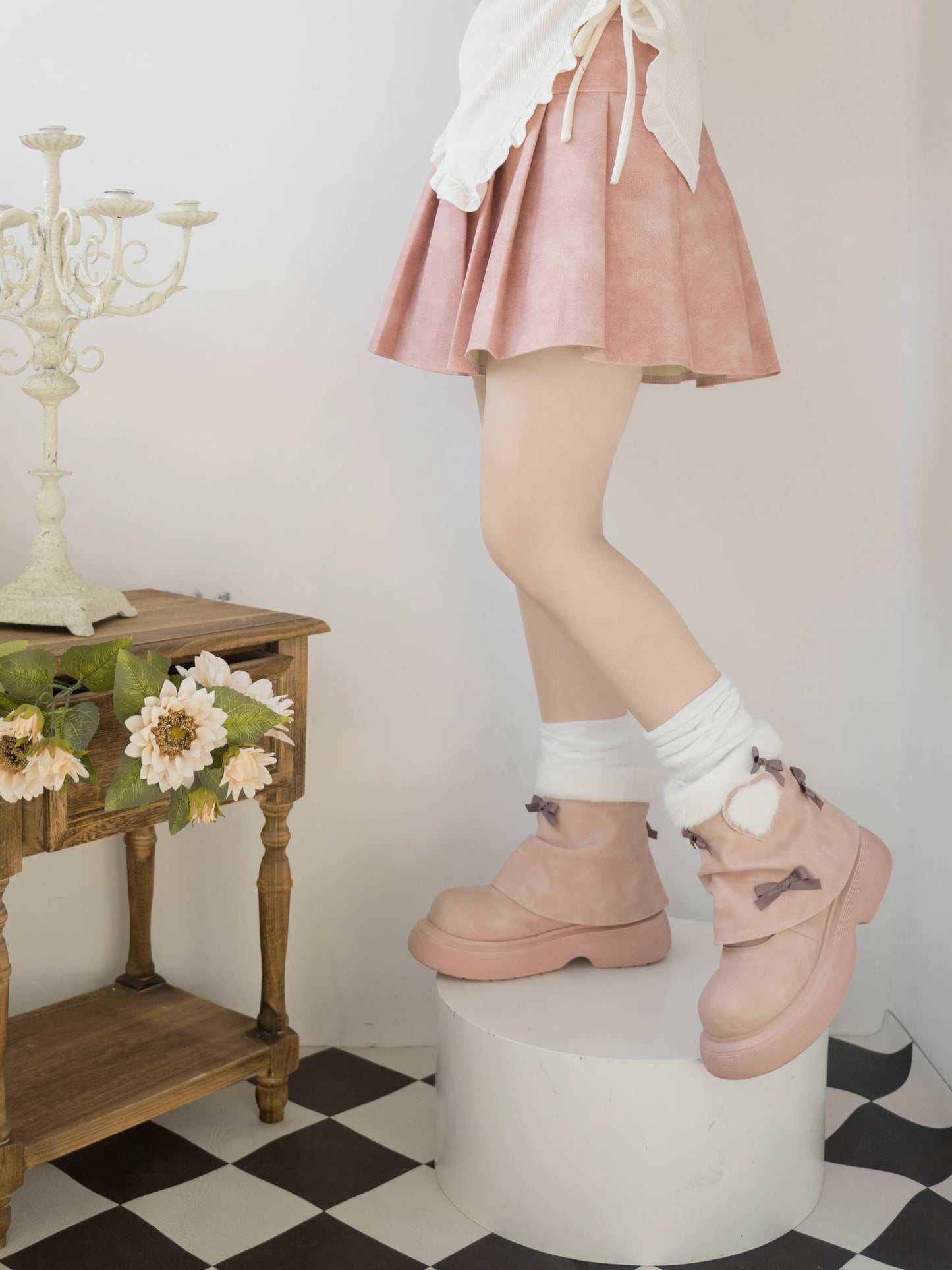 Dolly Doll - Ponyo - Winter Casual Lolita Boots Bow Thick Sole Shoes