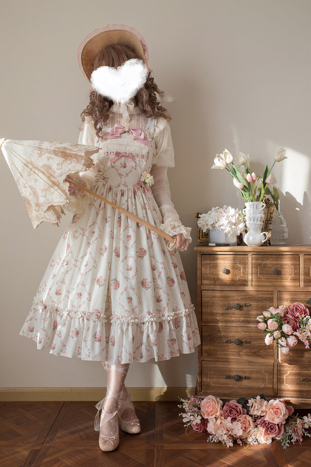 Miss Point - Customized Wood Rose 2.0 Elegant Vintage Jumper Dress