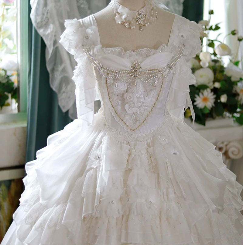 One Night - Dolores - Wedding White Lolita Dress Princess Bridal OP