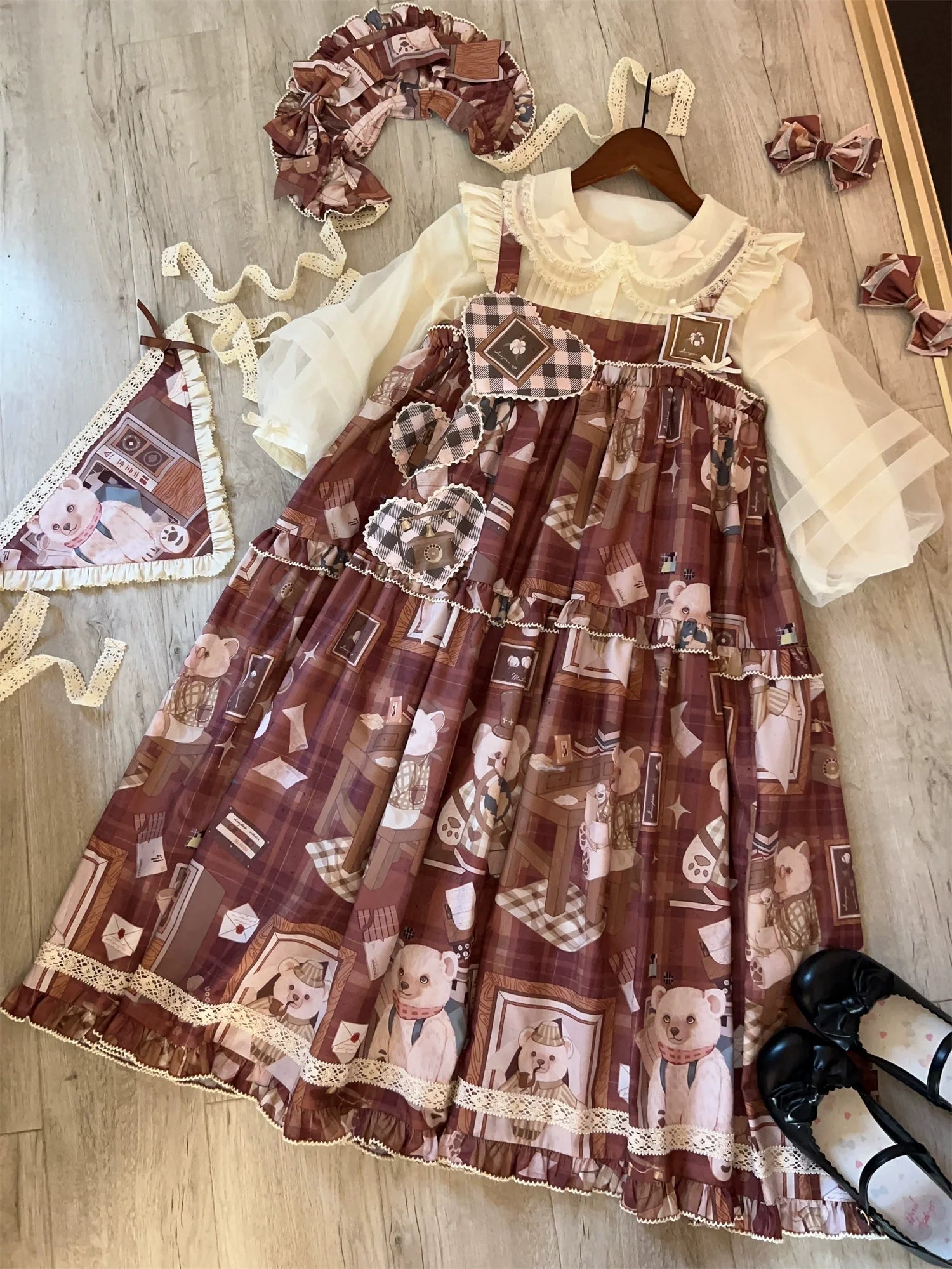 Babyblue - Gretel Bear - Vintage Lolita Dress Teddy Bear Prints Dress