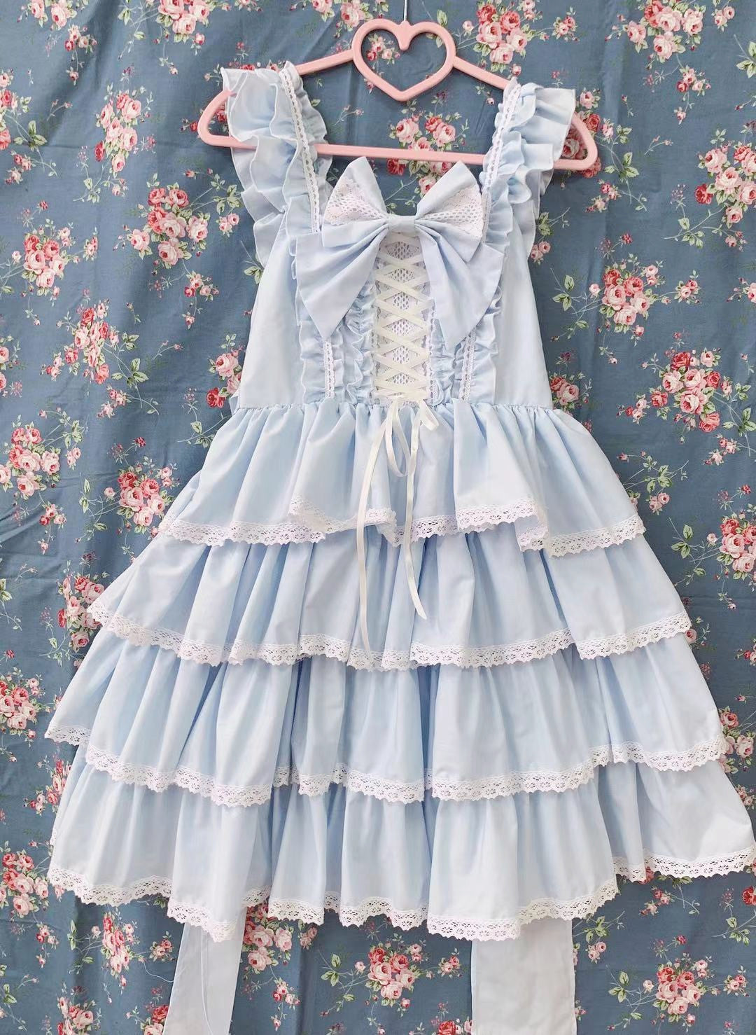 Ilovexiaolu - Princess Tata Kawaii Solid Color Lolita JSK