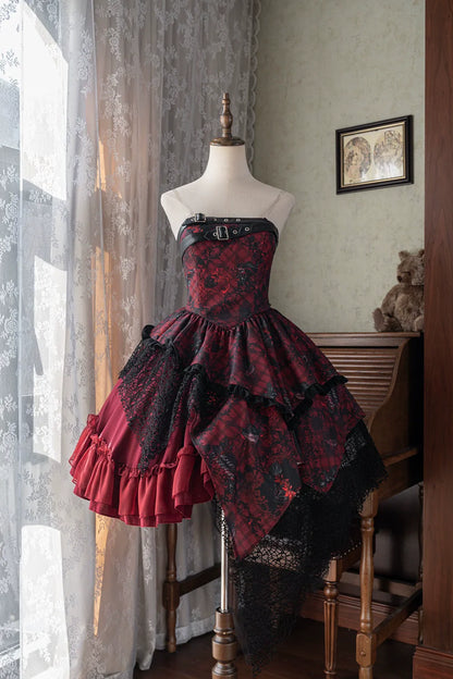 YingLuoFu - Bleeding Strawberry - Gothic Lolita JSK Dress With Jacket/Rib Chain Accessory