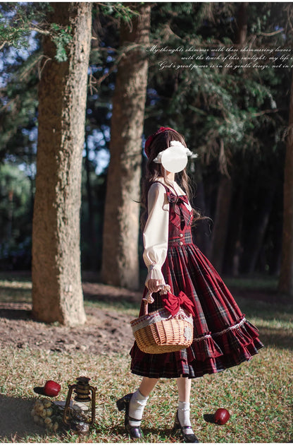 HuTaoMuJK - Little Red Riding Hood - Vintage Lolita Cape & JSK Dress Set