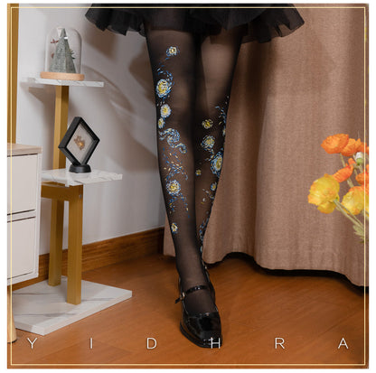 Yidhra - Van Gogh · Starry Sky - Classic Printed Lolita Pantyhose