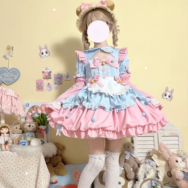 Hanguliang - Cute Maid Lolita Apron OP Dress