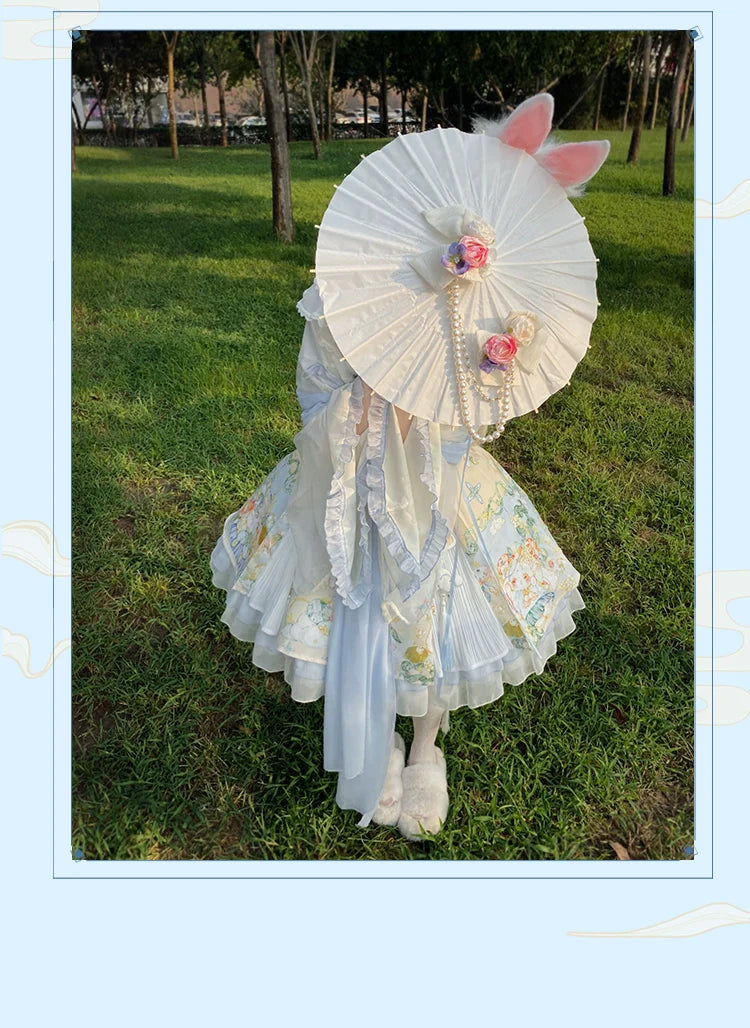 YingLuoFu - Laurel - Kawaii Han Lolita Jumper Dress Rabbit Print