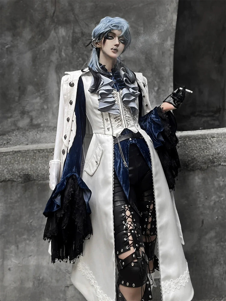 Forest Fluorescent Carps - Crumbling Skeleton - Ouji Lolita Fishbone Embroideried Vest, Prince Pants Suits