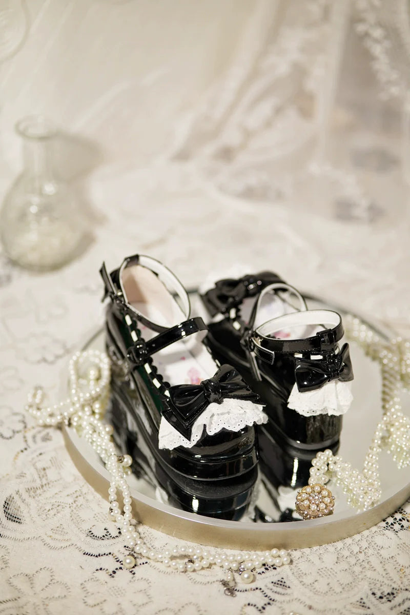 Jiujiu Lolita - Milky Puff - Sweet Lolita Heels Shoes, Round Toe With Petite Wedge