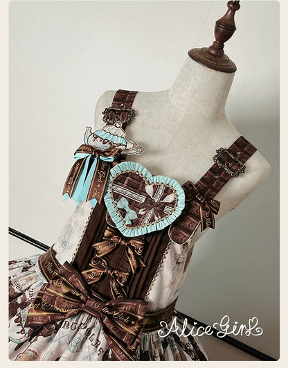 Alice Girl - Bear Chocolate Bar - Kawaii Lolita JSK & Salopette Dress
