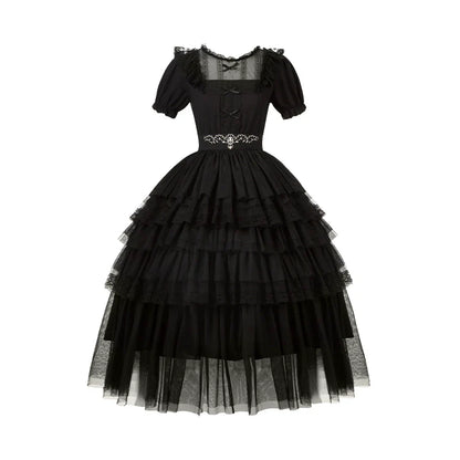 With PUJI - Ivory Tower Enhance - Elegant Lolita JSK Dress Tiered Drawstring OP