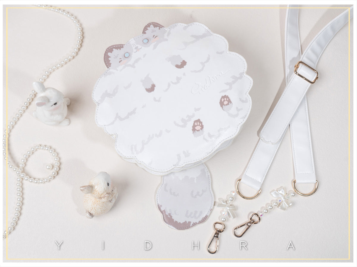 Yidhra - Printed Kawaii Cat Leather Shoulder Bag