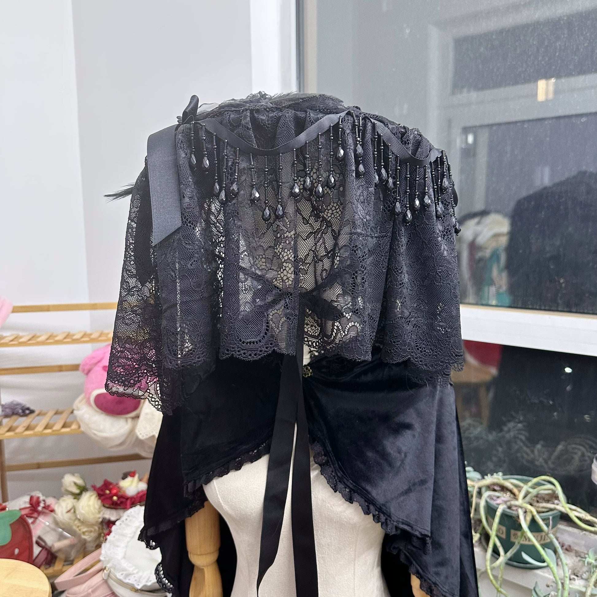 Chestnut Lolita - Gothic Lolita Hat Widow Hat Black Headdress