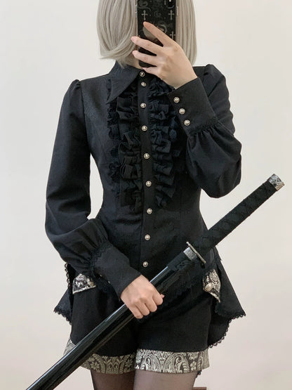 Little Dipper - Cold Rice - Ouji Lolita Shirt With Spiderweb Pattern in Several Versions