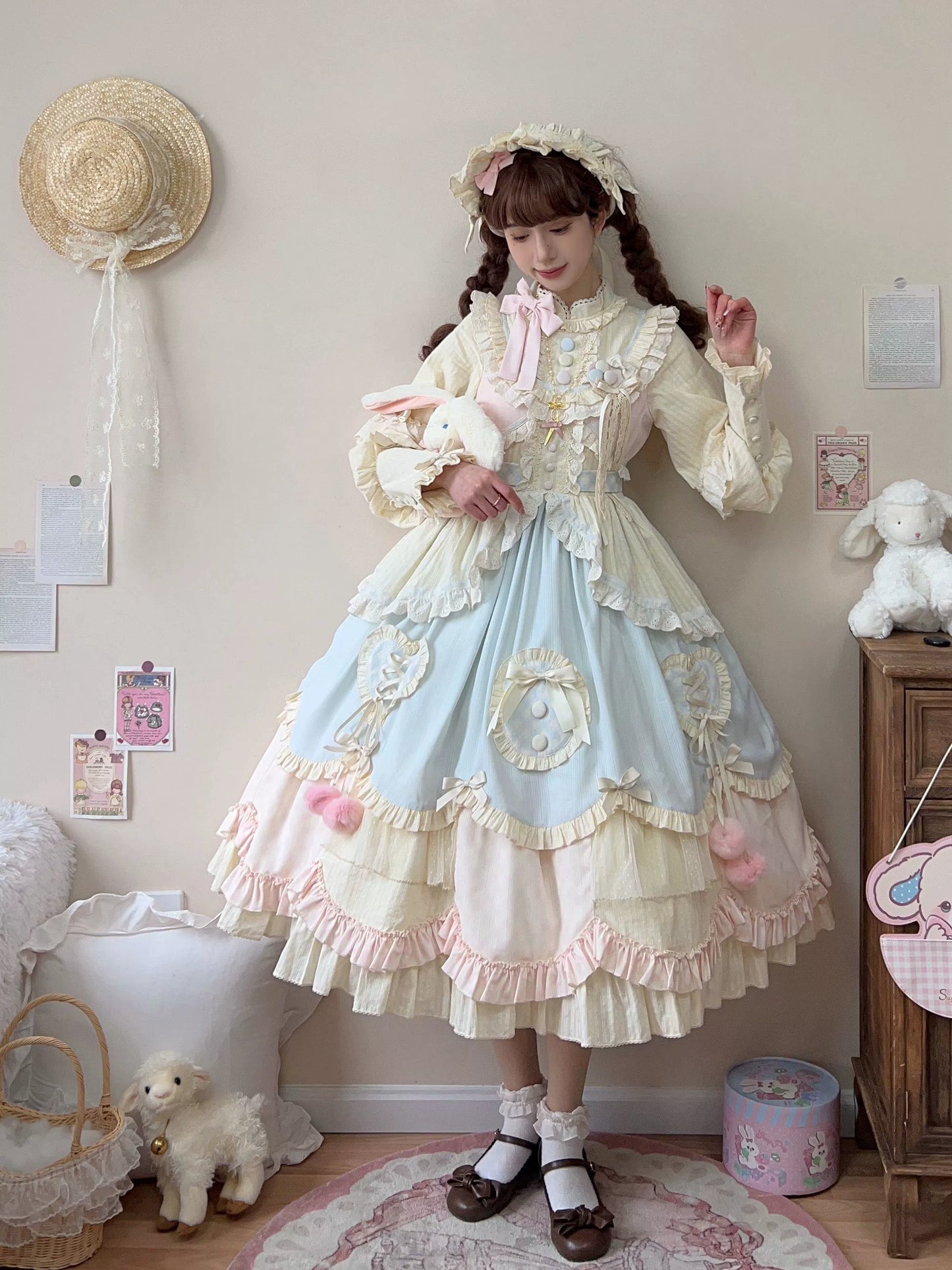 Uncle's Workshop - Sleep Macaron - Sweet Lolita OP Dress Solid Color Dress