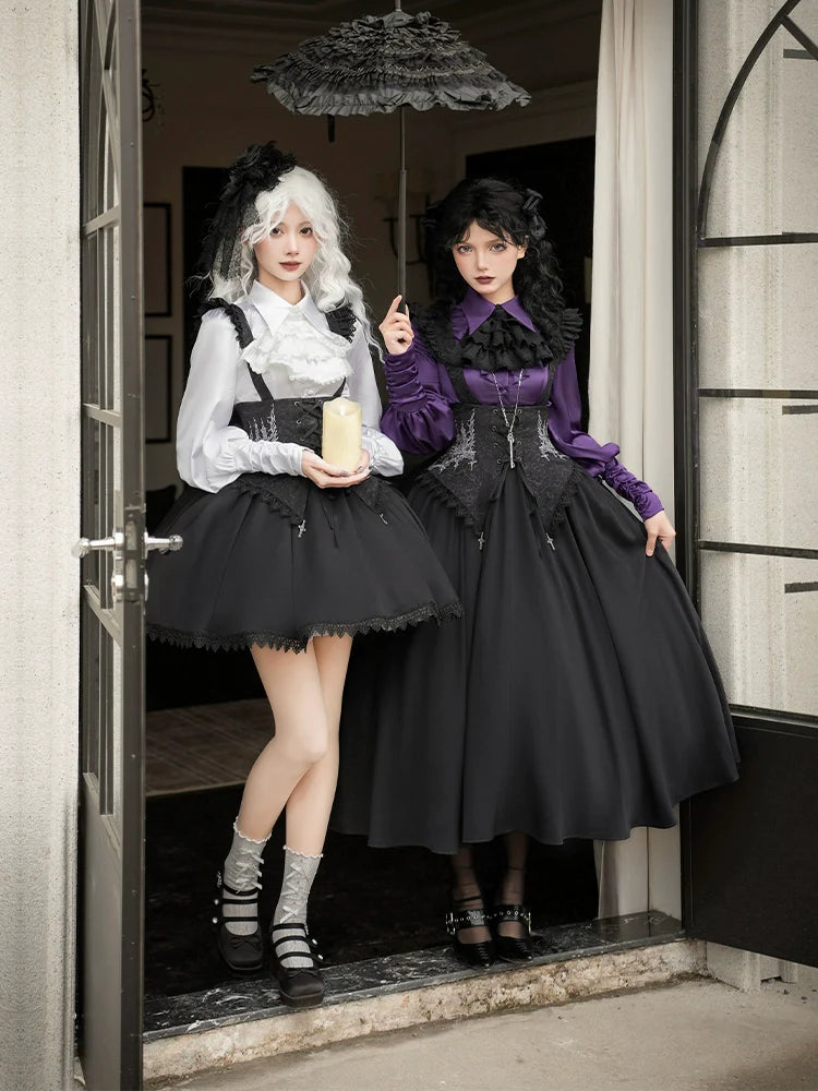 With PUJI - Thorny Night - Gothic Lolita Bust-supporting Skirt With Removable&Adjustable Strap