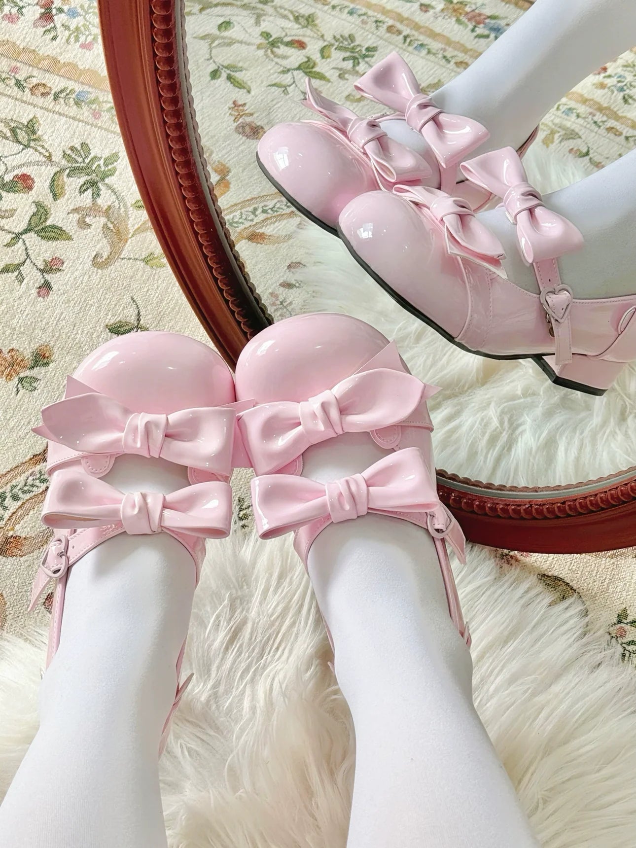 Beauty Bunny - Kawaii Lolita Shoes Low Heels Round Toe PU Shoes