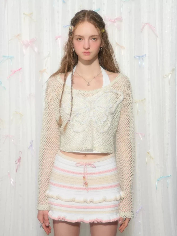 Butterfly short long sleeve knit【s0000007834】