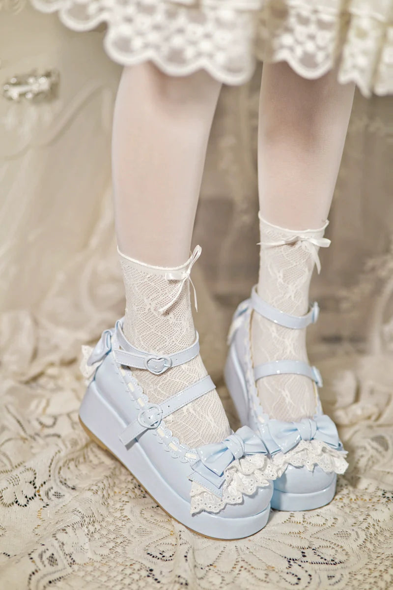 Jiujiu Lolita - Milky Puff - Sweet Lolita Heels Shoes, Round Toe With Petite Wedge