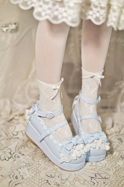 Jiujiu Lolita - Milky Puff - Sweet Lolita Heels Shoes, Round Toe With Petite Wedge