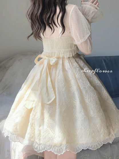 Uncle's Workshop - White Wave Tide - Sweet Lolita JSK Dress Solid Color Dress