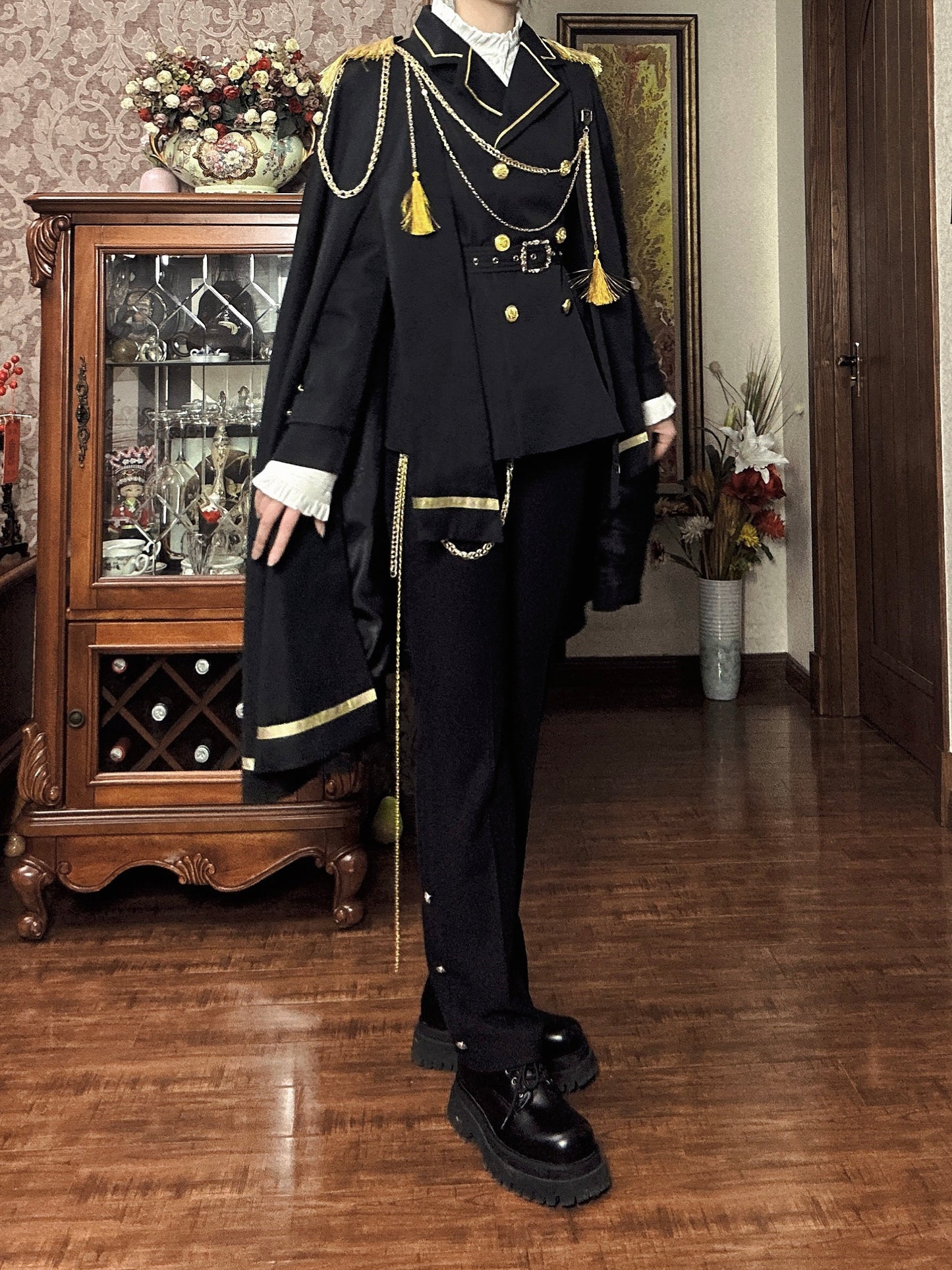 Gazing Galactic - Dawnbreak - Ouji Lolita Pants Suit with Military Coat and Cape