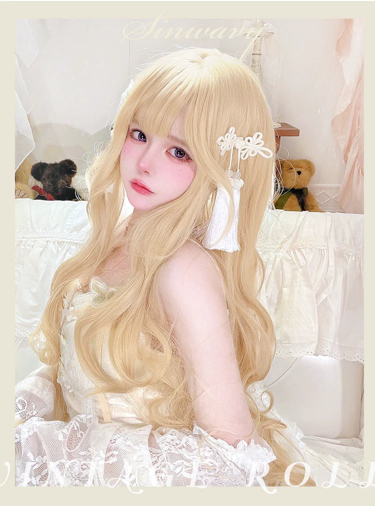 Sinwavy - Elegant Lolita Platinum Wig Long Curly Layered Wig