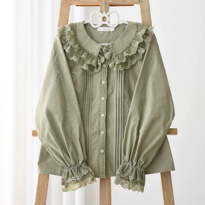 MIST - Hyde Garden - Daily Lolita Shirt Cotton Blouse Long Sleeves