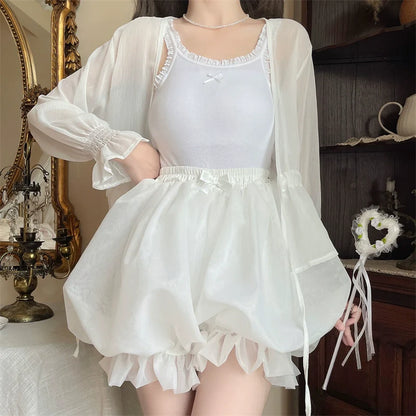 Sugar Girl - Casual Lolita Bloomer Solid Color Organza Shorts Bloomers