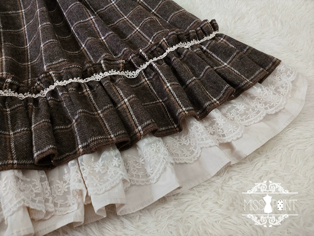 Miss Point - Rose - Elegant Lolita Fishbone Grid Skirt Customized