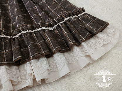 Miss Point - Rose - Elegant Lolita Fishbone Grid Skirt Customized