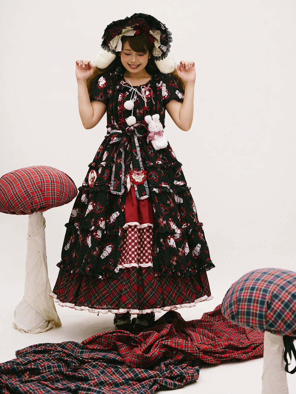 Miss Point - Forest Berry Bunny - Sweet Lolita Plaid Skirt Tiered Ruffles Spring SK