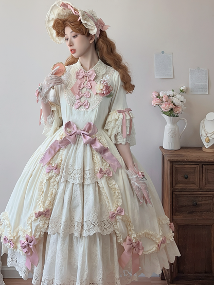Miss Point - Lilyka Garden - Classic Lolita OP Dress Set Elegant Floral Wall Princess Sleeve