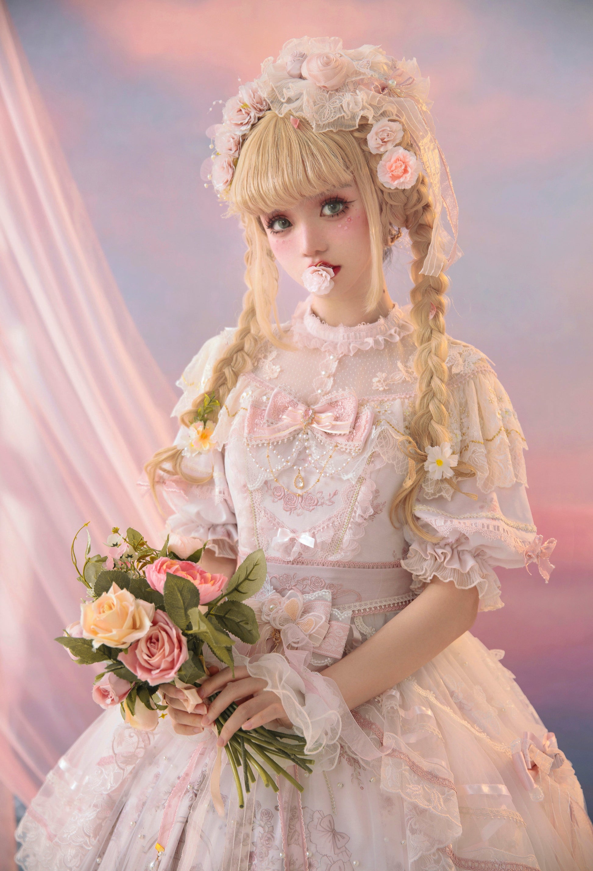 Garden Cat - Sunset Realm Lolita Bride Gorgeous OP FS