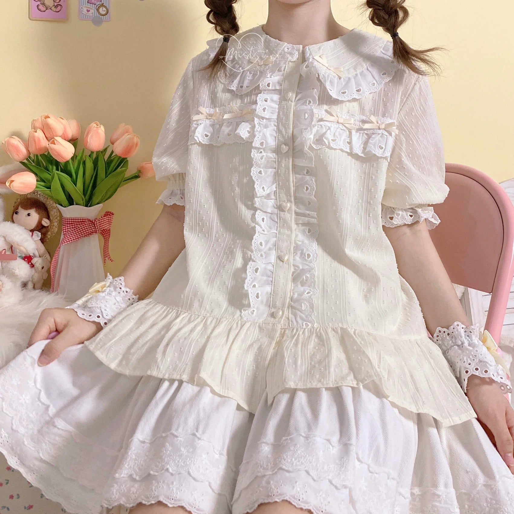 MIST - Cotton Sweet Lolita Blouse, Peter Pan Collar