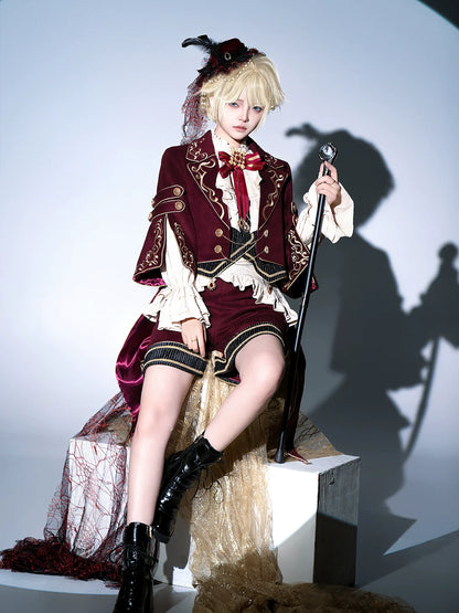Letters from Unknown Star - Heir - Ouji Lolita Shorts Set Military Prince Lolita Coat and Blouse
