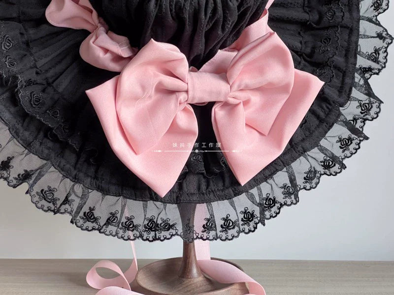 MAID - Vintage Lolita Hat Striped Lace Hat