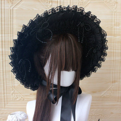 Deer Girl - Gothic Lolita Handmade Bonnet with Bows and Beads