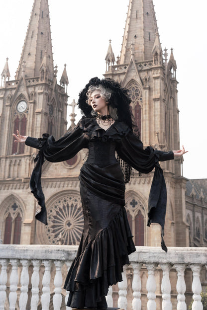 Muppet Mind Ben - Oracle - Gothic Lolita Mermaid Long Drape Skirt with Fishbone Corset