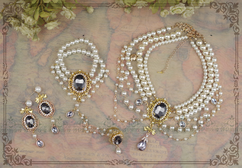 Rose of Sharon - Classic Lolita Pearl Bracelet with Ring