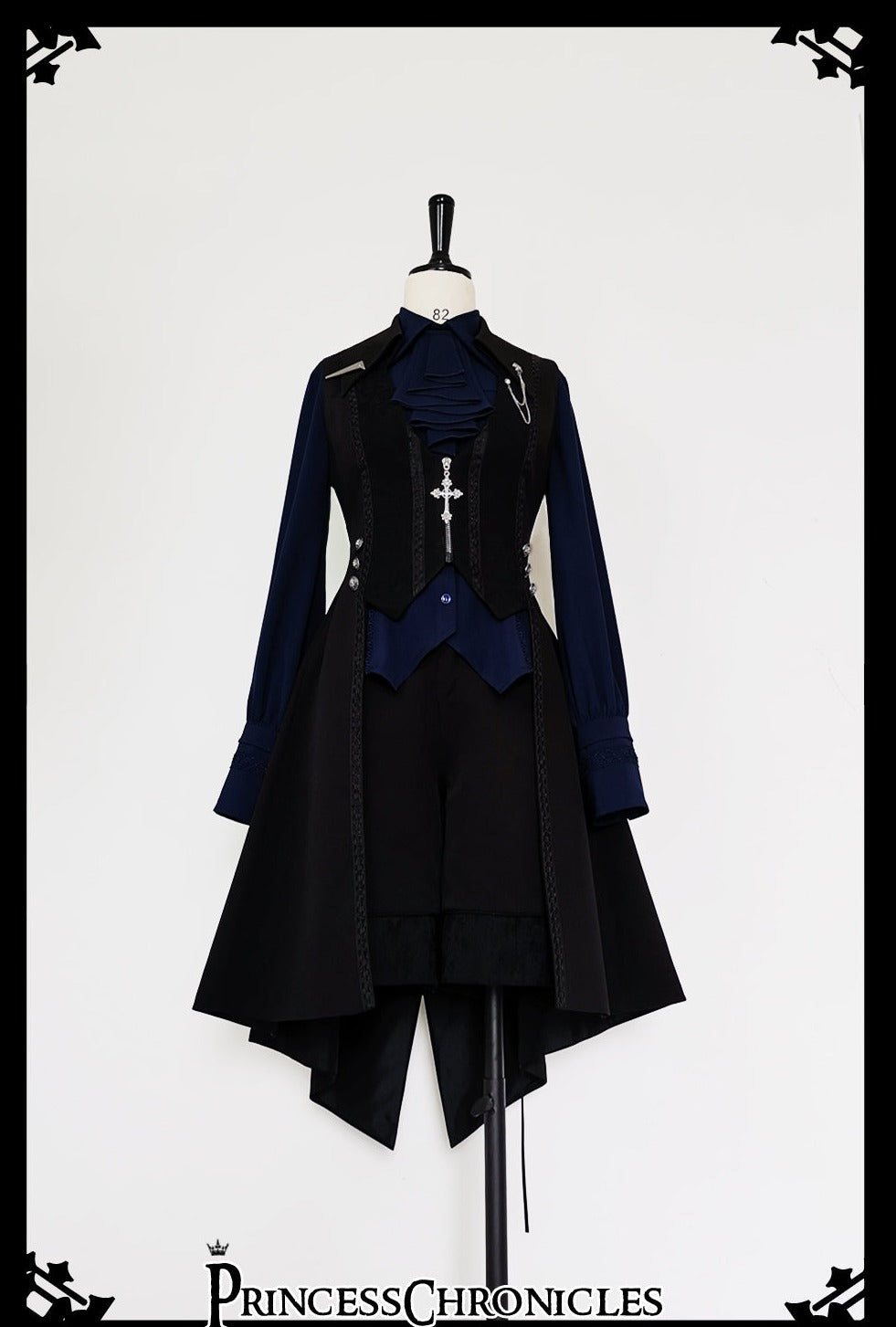 Princess Chronicles - Black and Blue - Male Lolita Ouji Swallowtail Vest